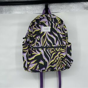 State purple yellow zebra print backpack